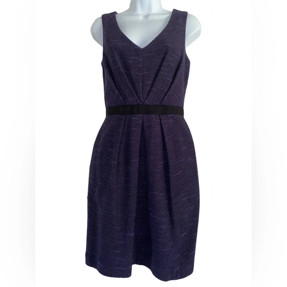 Shoshanna Purple Tweed Sleeveless Retro Fit and Flare Dress - size 6